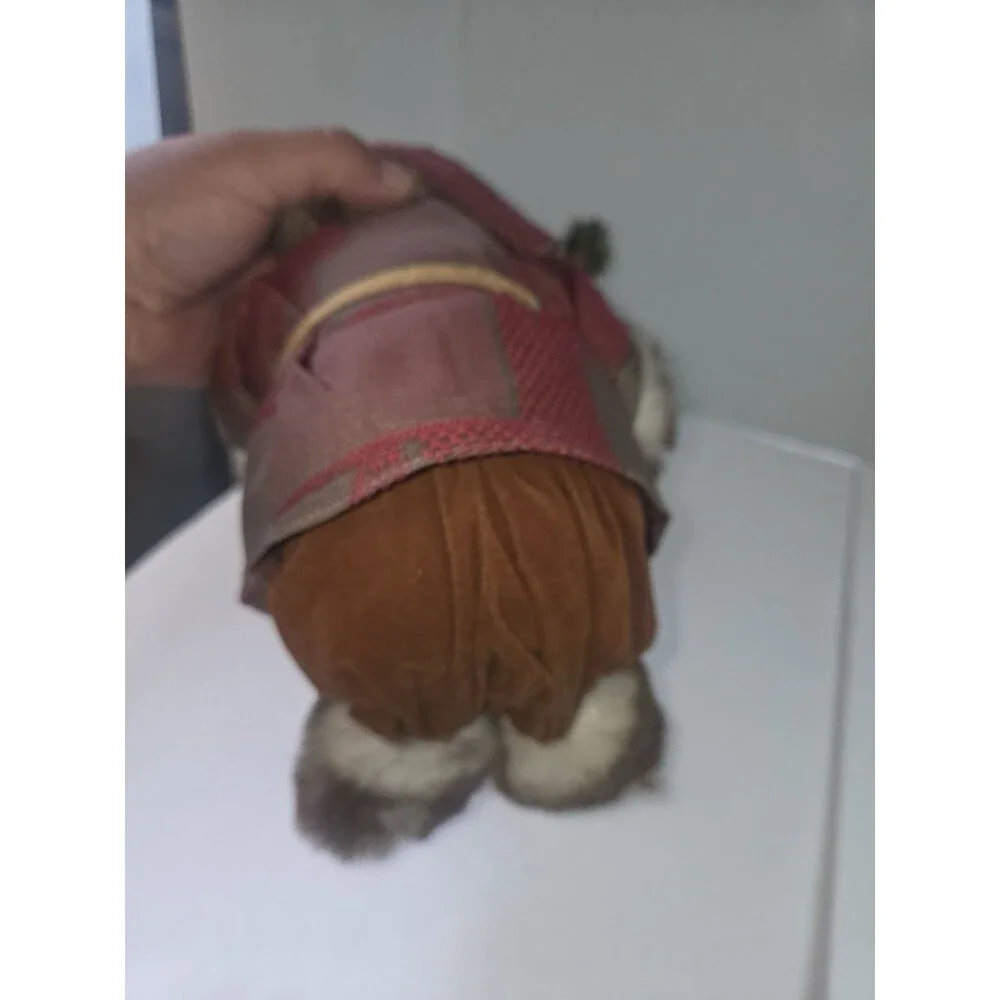 Rustic Santa Claus Fabric & Faux Fur Figurine w/ Bell & Staff Indoor Decor